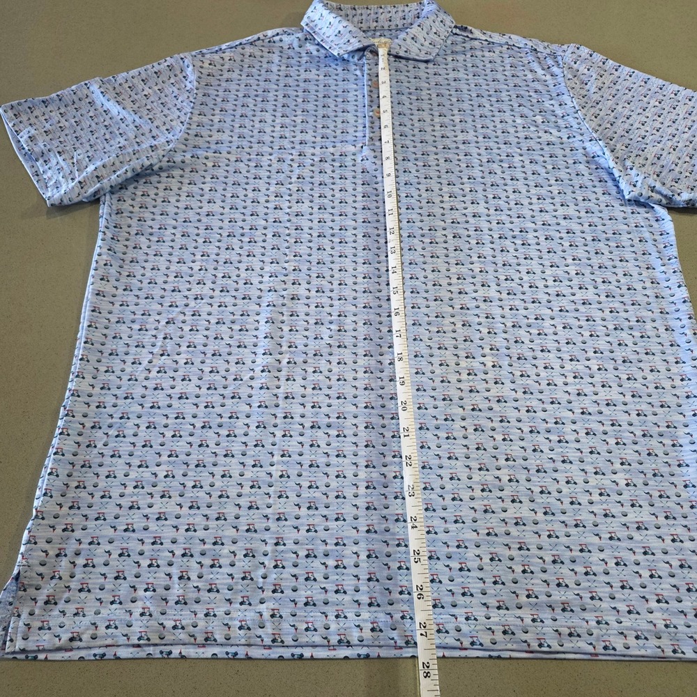 TailorByrd Men XL Golf Polo Shirt Blue Golf Cart Print Performance Moisture Wick - Picture 5 of 11